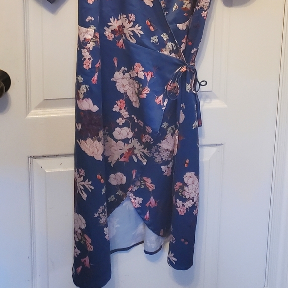 Luna Satin-Look Floral Wrap Dress - Picture 2 of 4